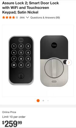 New - Yale Assure Lock 2; Smart Door Lock with WiFi and Touchscreen Keypad; Satin Nickel