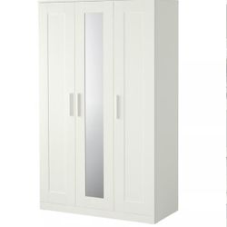 BRIMNES Wardrobe with 3 doors, white, 46x74 3/4 "
