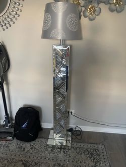 Mirrored Crystal Floor Lamp with Shade