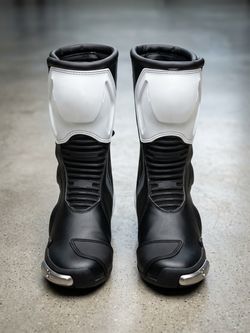 New Black and White Motorcycle Racing Boots real goat leather size 10