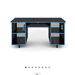 Large Gaming Desk – Black/Blue