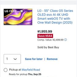 LG - 55" Class G5 Series OLED evo AI 4K UHD Smart webOS TV with One Wall Design (2025)