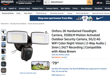 New in Box!Floodlight w/Security Camera- Night Vision | 2-Way Audio | Siren •