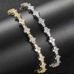 Round Stone Star Cubic Zirconia Bracelet Hip-Hop Jewelry For Men Shiny Elegant Fashion Accessory