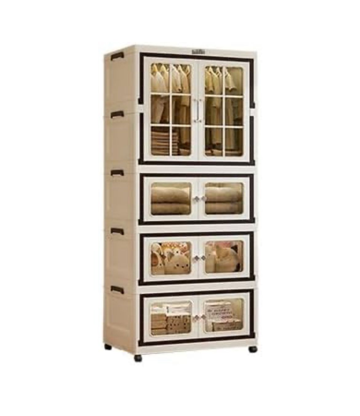Stackable Storage Bins with Lid 4 Tier Large Stroage Box and Container,Closet Organizers and Storage for Living Room Kitchen Dorm