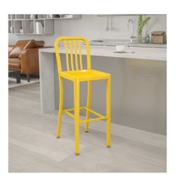 PAIR OF 2 NEW Commercial Grade 30" High Yellow Metal Indoor-Outdoor Barstool with Vertical Slat Back
200$ cash no tax 
Pick up Mesa Alma School and Un