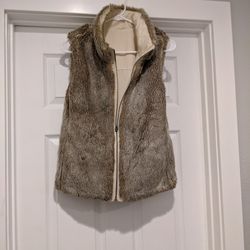 SALE! Jacket Vest, Reversible with Faux Fur Ok