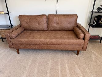 Aisha 70" Faux Leather Square Arm Loveseat