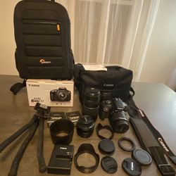 Canon Rebel T7 w/ Telephoto + Boca Lenses + 2 Bags + Tripod