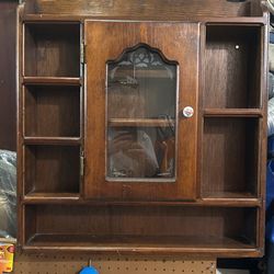 Vintage Handmade Wooden Shelf With Door
