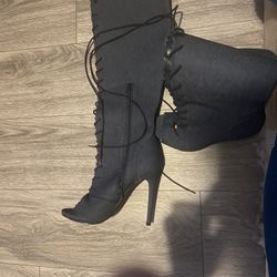 Jean Opened Toe Boots