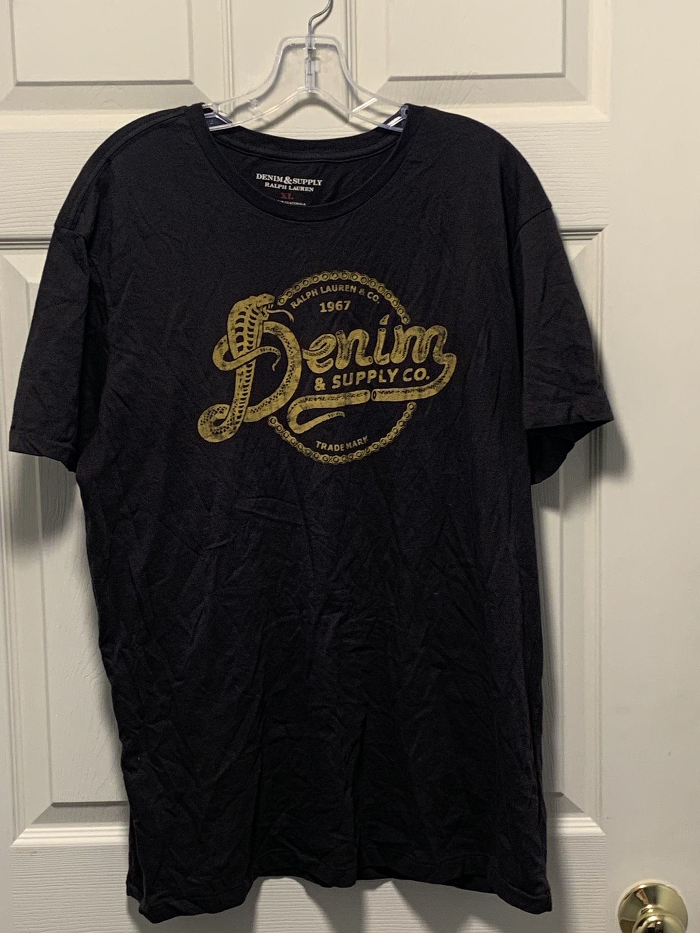 Denim & Supply Ralph Lauren Distressed Spell Out T-Shirt Brown XL