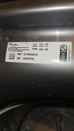 Whirlpool Cabrio error E1 and E8... 300.00 obo