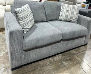 Gray Fabric Loveseat