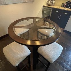 Solid Wood Bistro Table w/ 4 Bar Stools