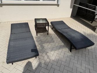Set of Two Outdoor Lounge Chairs and a Table