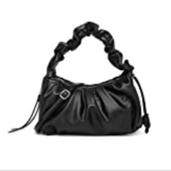 Black LUCKWE Ruched Hobo Bags for Women Satchel Purses Handbag Medium Crossbody Bags Drawstring Designer Shoulder Bag