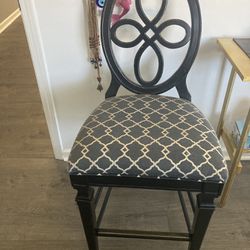 Antique Black Solid Teak Wood Chair 