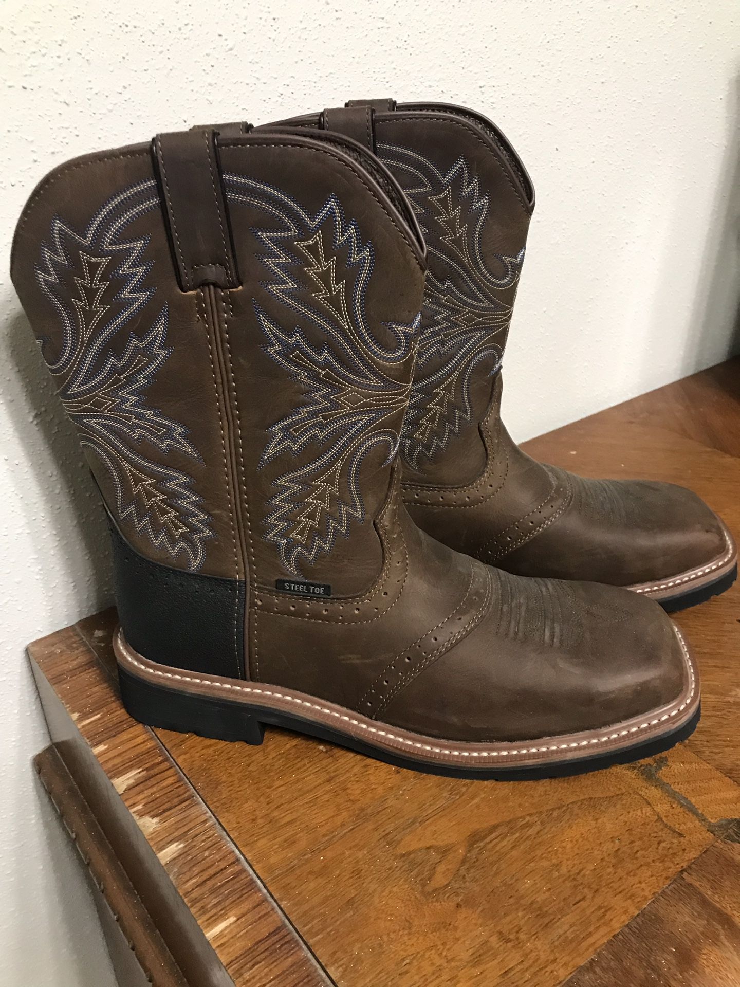 Brazos Men’s Bandero Steel Toe Work Boots 10 1/2