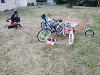 Bikes different types of style woman 26 inch 6 -speeds girls 20 inch boys 20 inch bmx free style and a classic old school Schwinn  different prices