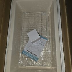 Kitchen Sink 32 in. Drop-In/Undermount Single Bowl Bone Fireclay with Bottom Grid and Basket Strainer