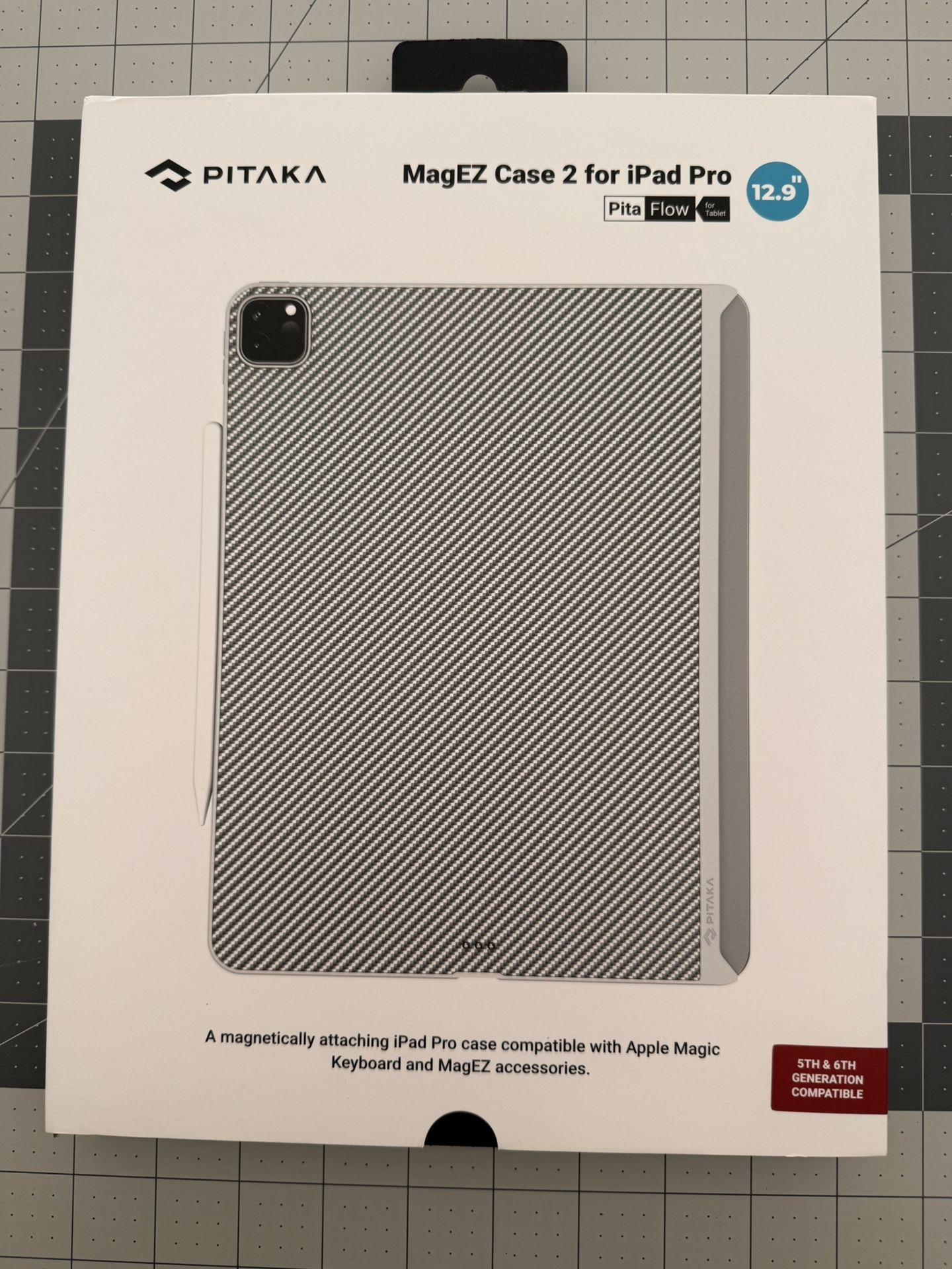 PITAKA magEZ 2 iPad Pro 12.9” Case 5th Generation/6th Generation (2022/2021), Magic Keyboard Compatible Case, Aramid Fiber
