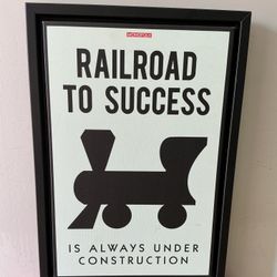 MONOPOLY - Wall Decor - PAIR (2) - Black Framed Motivational Wall Art - Monopoly Board Game Licensed Canvas Art - Rent Due - Railroad To Success 