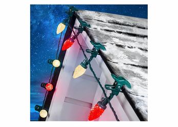 C9 LED Christmas Lights Outdoor with 50 Spring Clips, 50ft 50 LED Waterproof Strawberry String Lights
