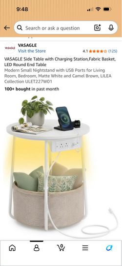 Cute white side table / nightstand with usb ports