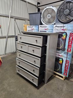 Gray Wood Chest of Drawers