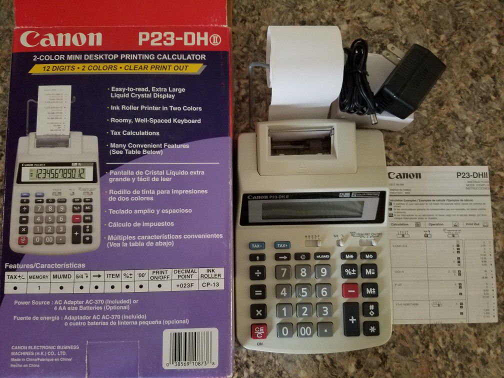 Canon P23-DH II 2 color mini desktop printing calculator