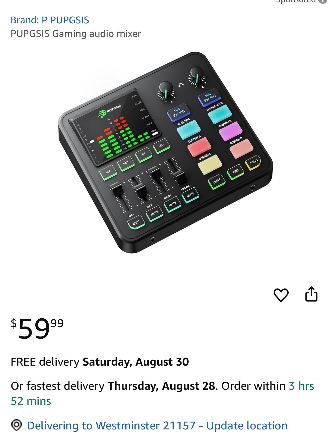 PUPGSIS Gaming audio mixer