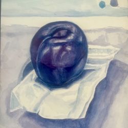 “Plum” Original Watercolor , BWallerstein, MFA, Signed , 