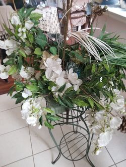 Planter Stand With Artificial Plants