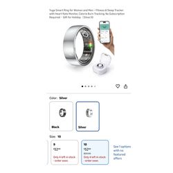 Brand new Yuga Smart Ring for Women and Men (Silver,10)