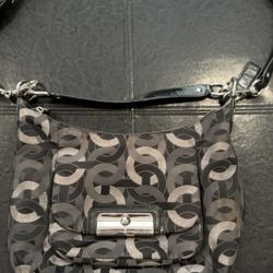 Coach Hobo Kristin Crossbody Shoulder Bag Black Gray Silver Hardware 
