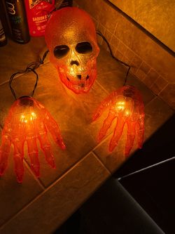 Halloween Light-Up Skull and Skeleton Hands Set