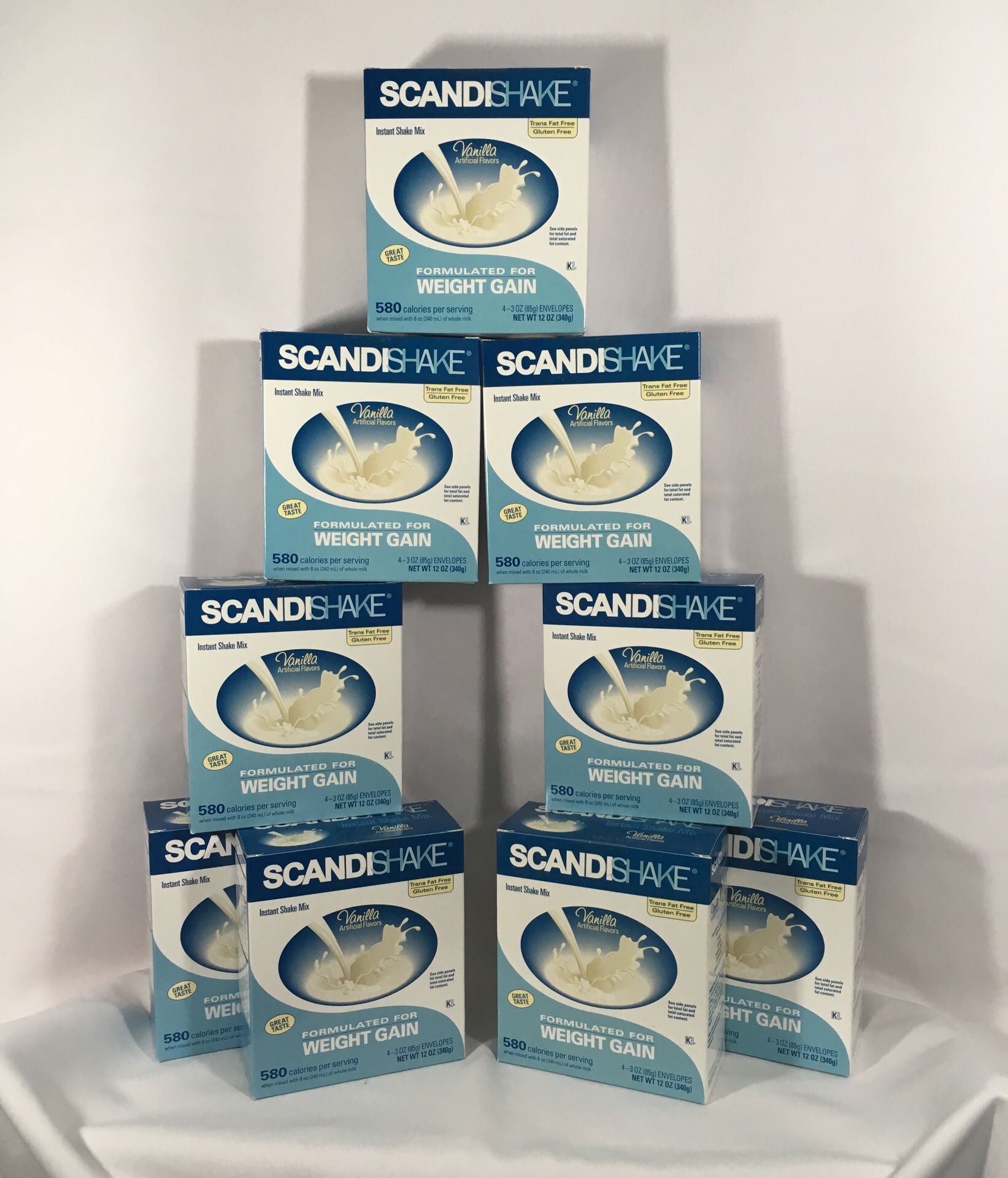 Weight Gain ScandiShake Vanilla Instant Shake Mix 4-3oz Packages Inside each Box Expires 01-30-2020
