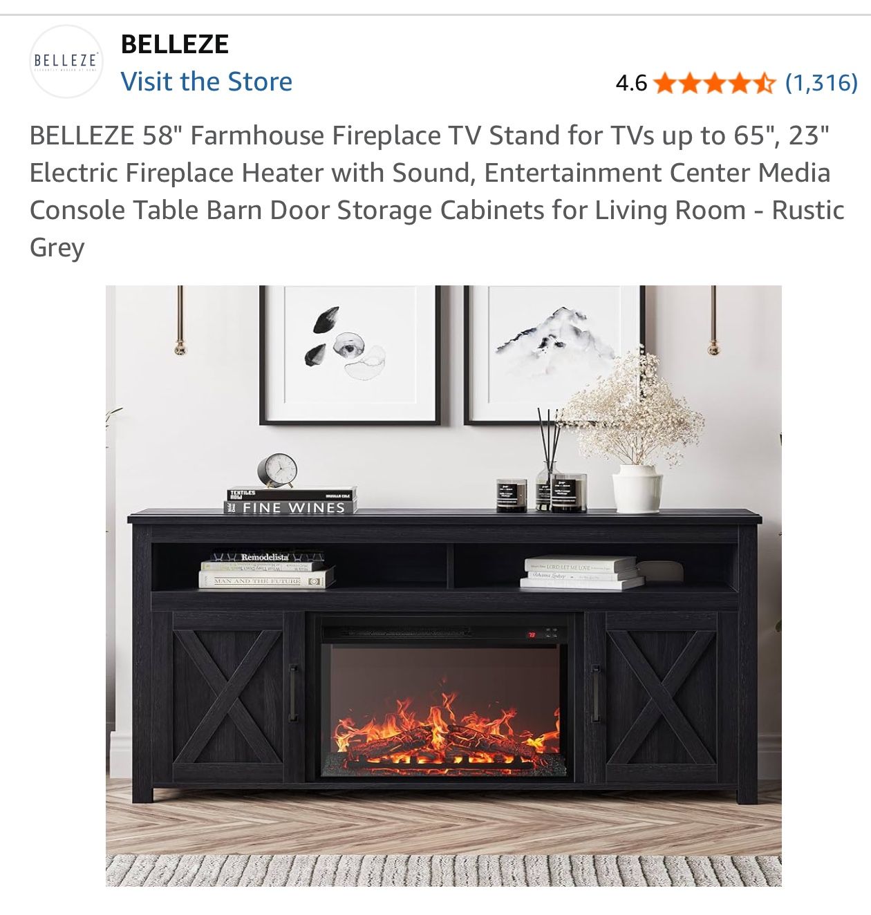 Brand New Farmhouse Fireplace TV Stand - Unopened Box!