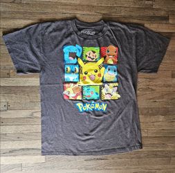 POKEMON & FRIENDS COLORFULL LOGO   YOUTH UNISEX XL SIZE BROWN T-SHIRT PRE-OWNED