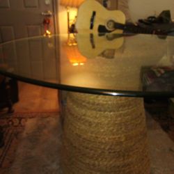 Moving Sale -ROPE AND GLASS STUNNING CENTER TABLE