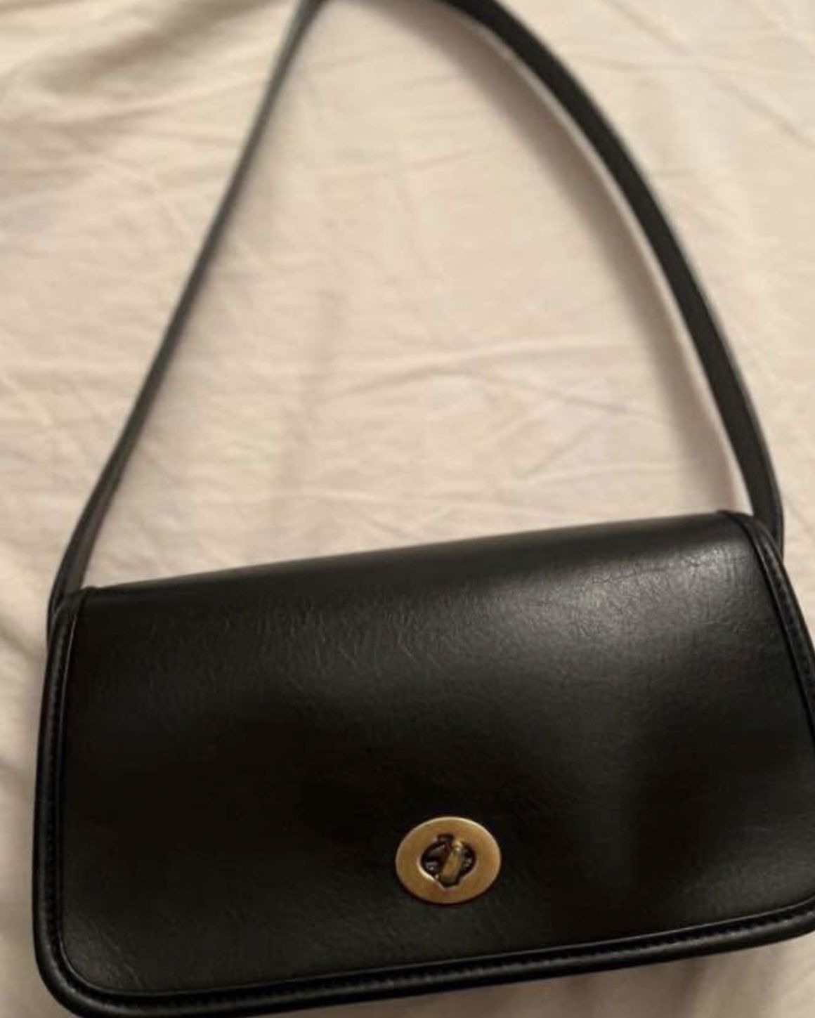 Brandy Melville Black Shoulder Bag - Y2K Style with Gold Hardware