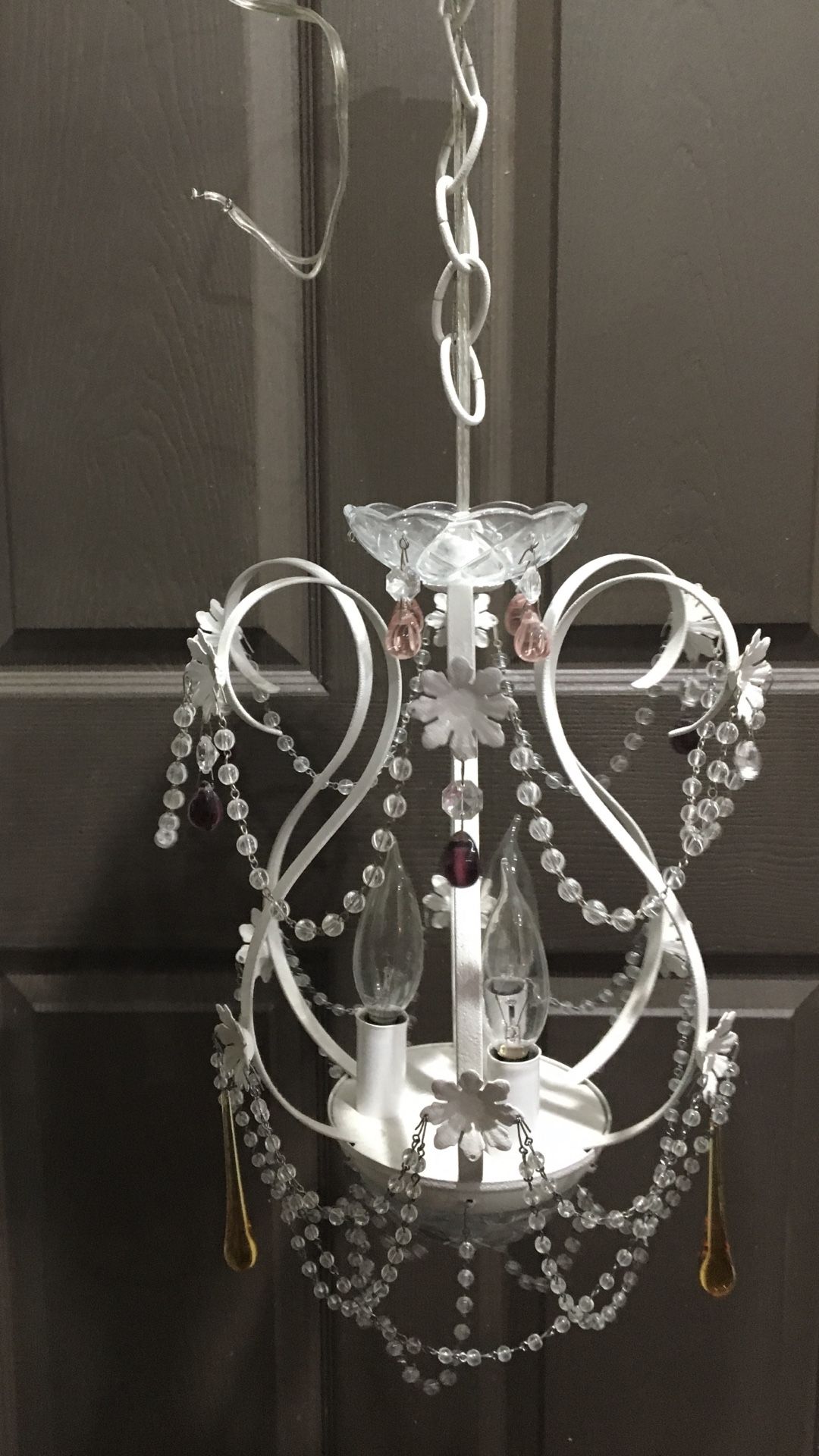 Girls bedroom White Acrylic beaded chandelier light