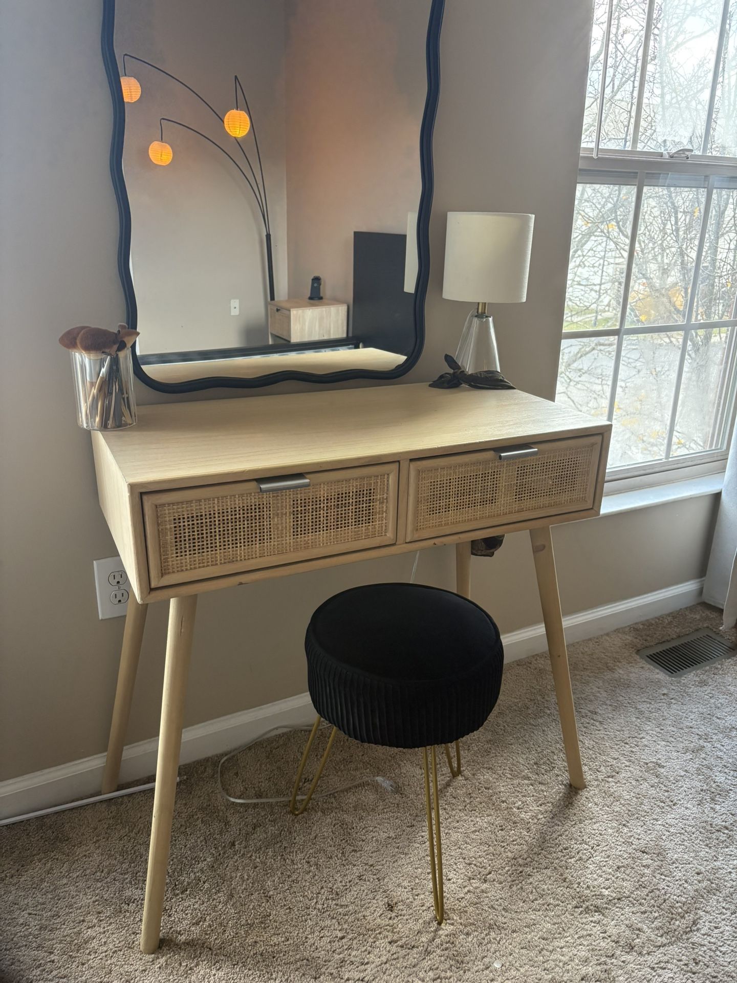 Wooden Vanity With Stool 