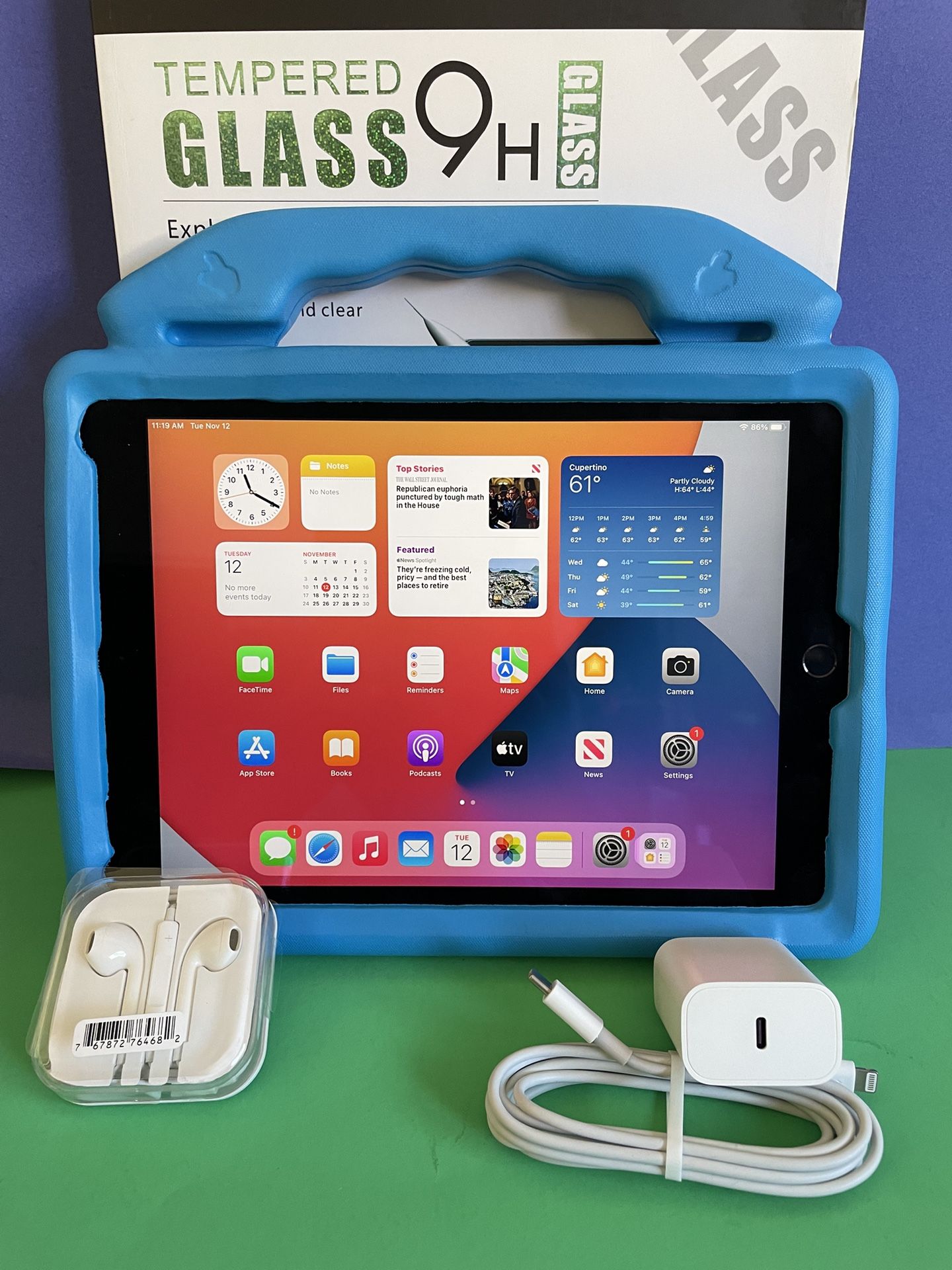 Apple IPad Air 2 (9.7” Retina / Touch ID / iOS 15) 16GB / 32GB / 64GB with kids protective case & Accessories (Youtube / zoom / Roblox etc supported) 