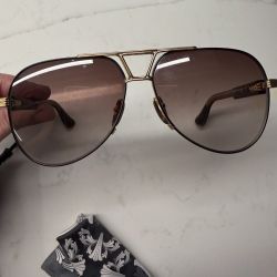 Authentic Chrome Hearts Wet Tee Aviators - Gold/Brown Gradient - Near Mint w/ Case