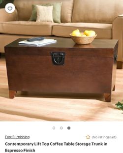 Contemporary Lift Top Coffee Table Storage Trunk in Espresso Finish
