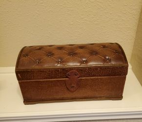 Vintage Leather Embossed Storage Chest
