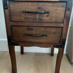 Antique Natural Side Table with Drawers
