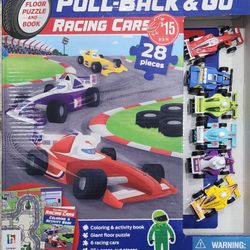 Race Cars, Color Activity Book, and Floor Puzzle